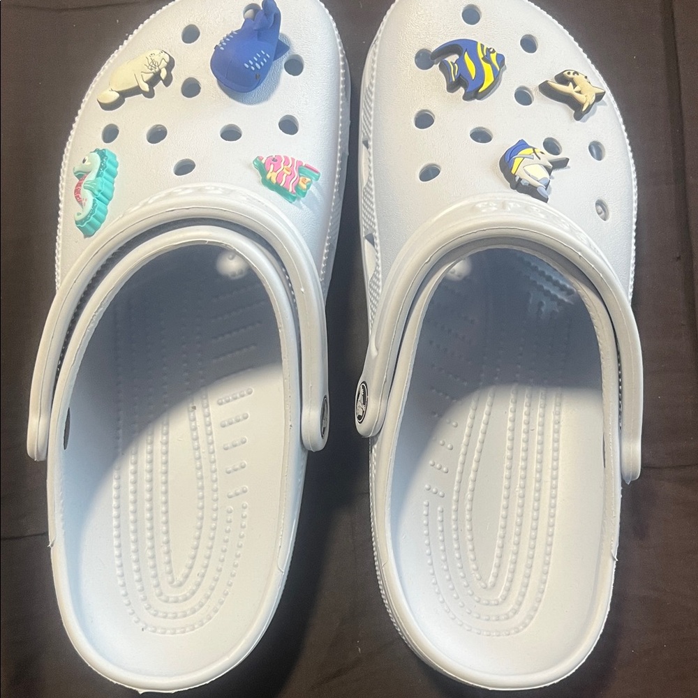 CROCS Blue calcite Water Shoes with Colorful Charms
